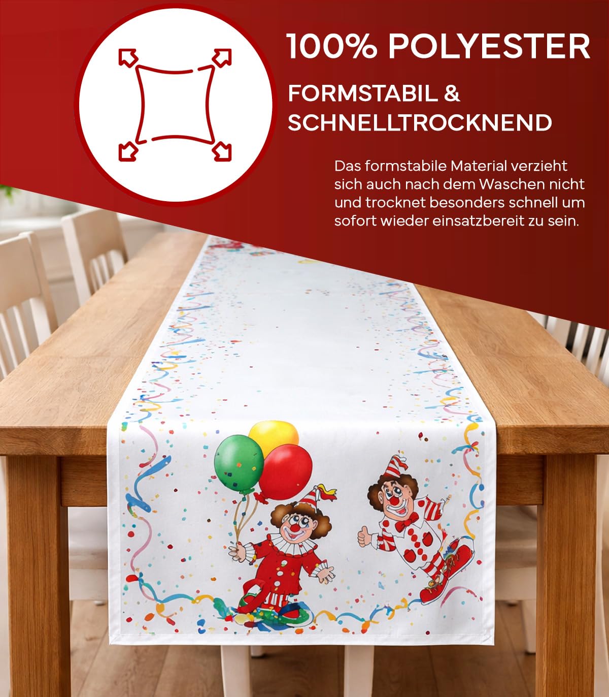 TEXPOT Tischdecken nappe clowns blanc 85x85 polyester