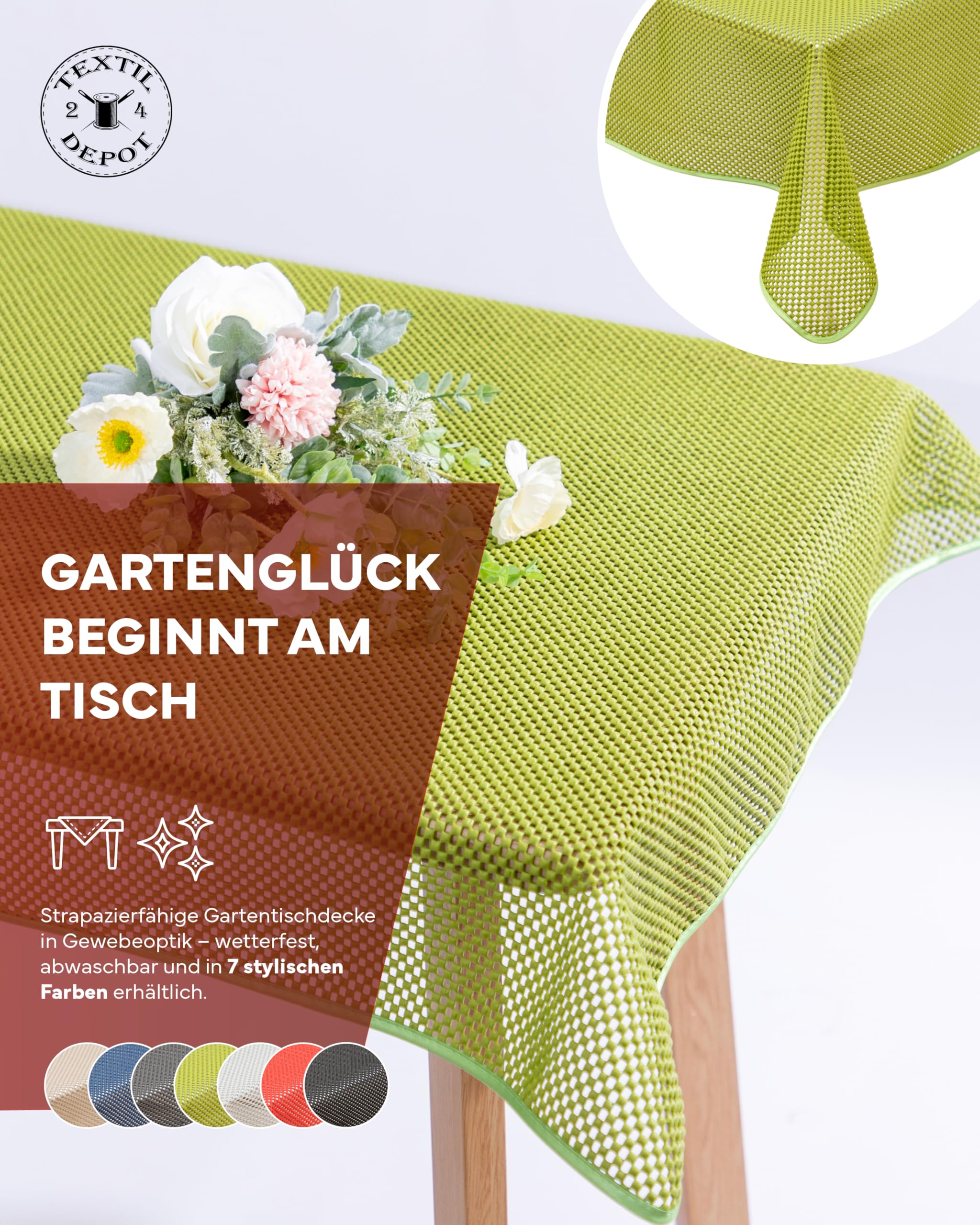 TEXPOT Gartentischdecken nappe jardin ronde 160 cm vert PVC