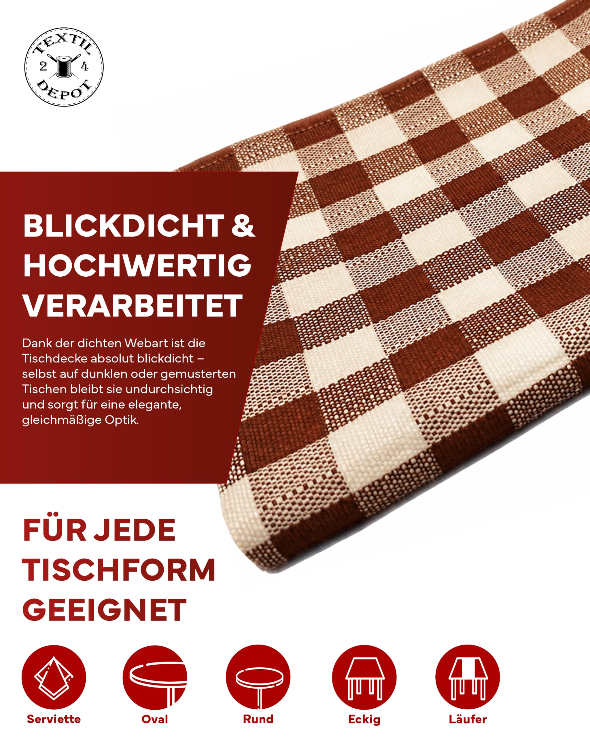 TEXPOT Serviettes 60x60 cm marron lot 6 coton