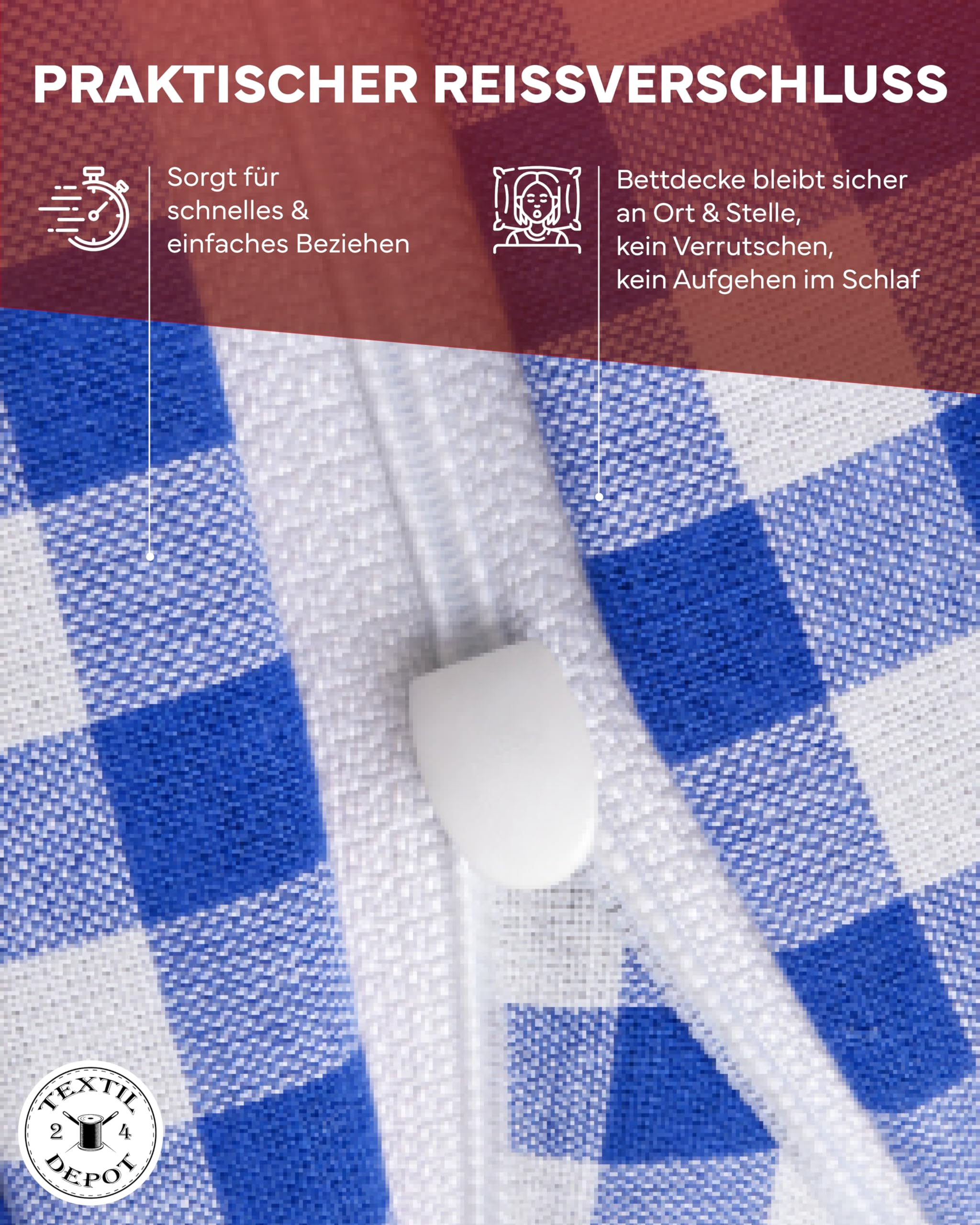 TEXPOT Kissenhüllen housse coussin 40x40 cm carreaux bleus coton