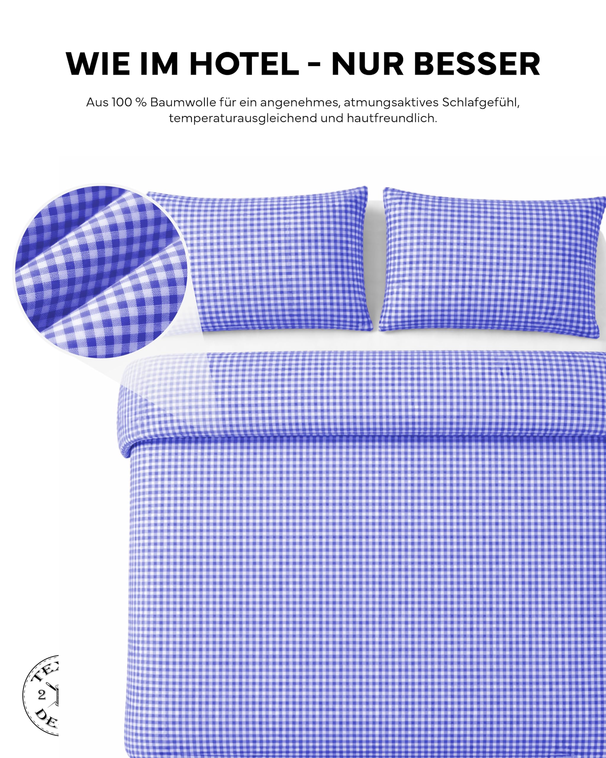 Texpot Bettwäsche parure carreaux bleus 135x200 coton