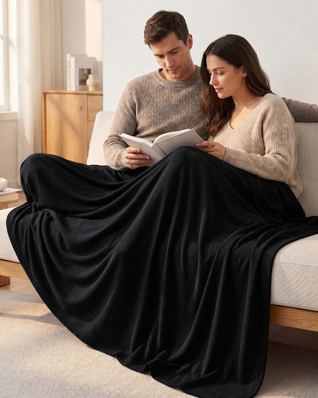 Utopia Bedding Blankets Plaid jersey Queen gris polyester