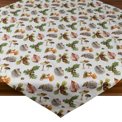 TEXPOT Tischdecken champignons hérissons nappe 85x85 cm automne