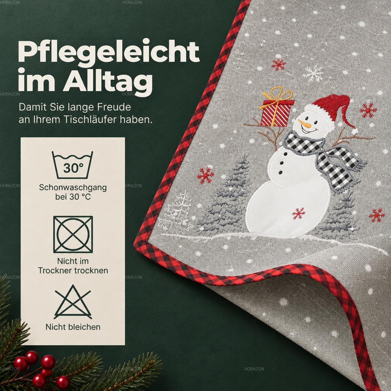 TEXPOT Tischläufer chemin de table Noël gris 40x85 cm