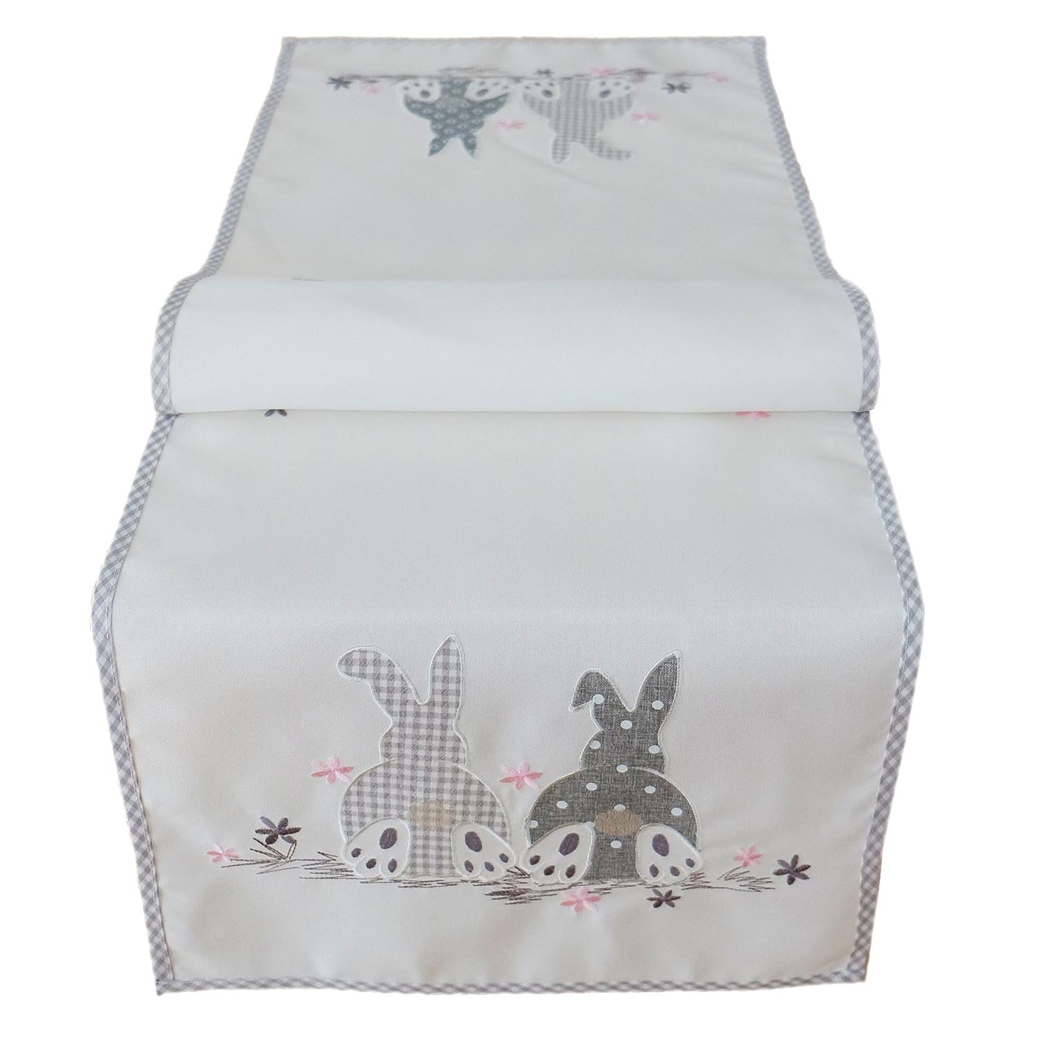TEXPOT Tischläufer chemin de table lapin Pâques brodé 40x85 cm