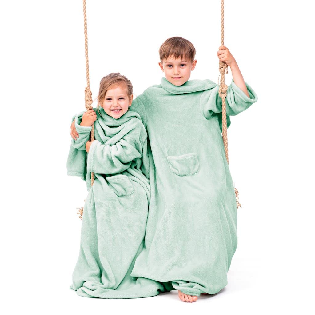 TEXPOT Kuscheldecken plaid enfant vert clair 90x105 cm