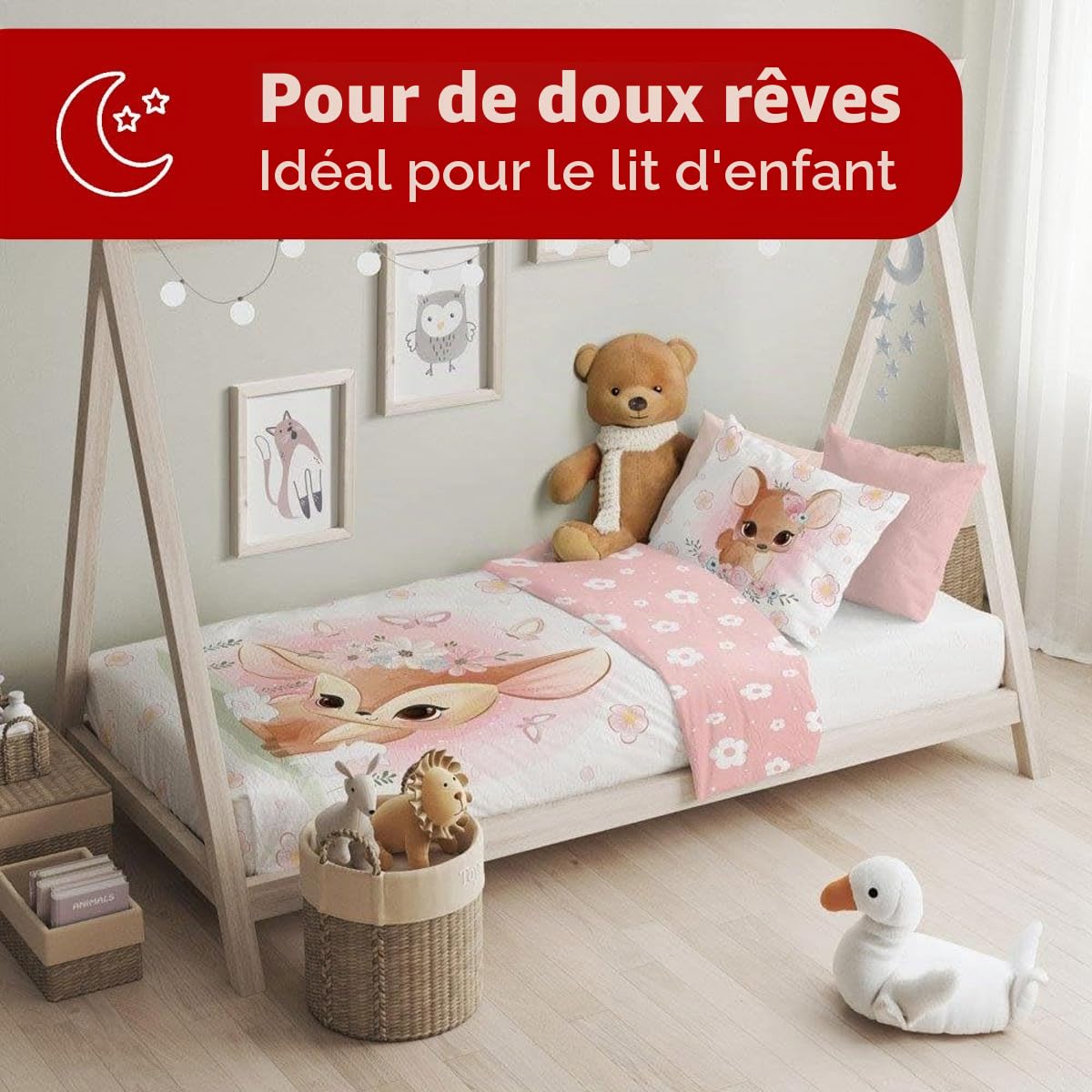 Texpot Kinderbettwäsche parure enfant chevreuil 100x135