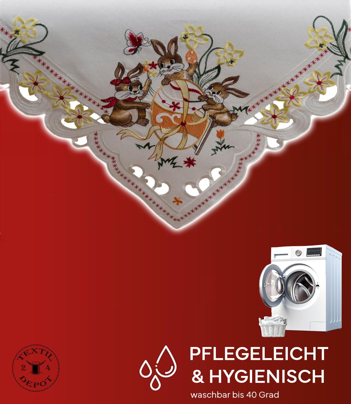 Texpot Tischläufer chemin de table 40x140 lapin Pâques