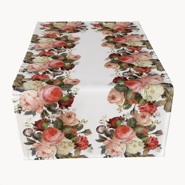 TEXPOT Tischläufer chemin de table 40x90 cm roses blanc