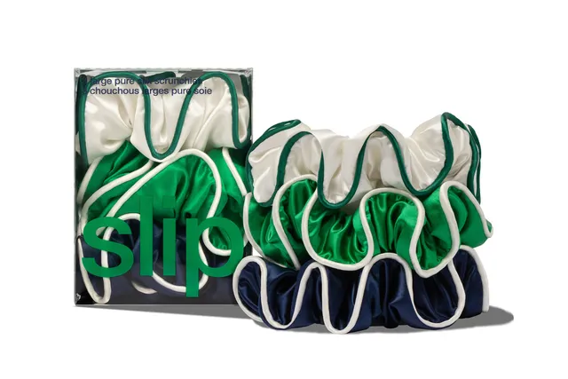 Slip Large Scrunchies Chouchou Soie Blanc Lot 3