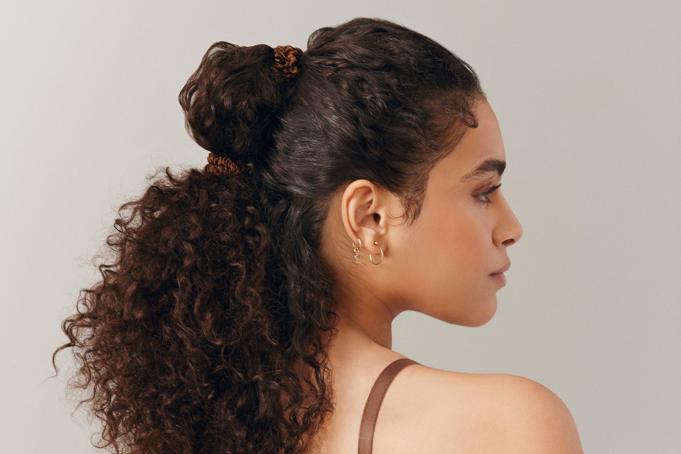 Slip Skinny Scrunchies Back to Basics chouchou soie marron foncé x4
