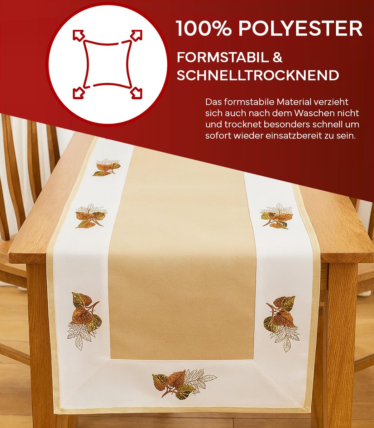 Texpot Tischdecken nappe 85x85 cm feuilles automne beige