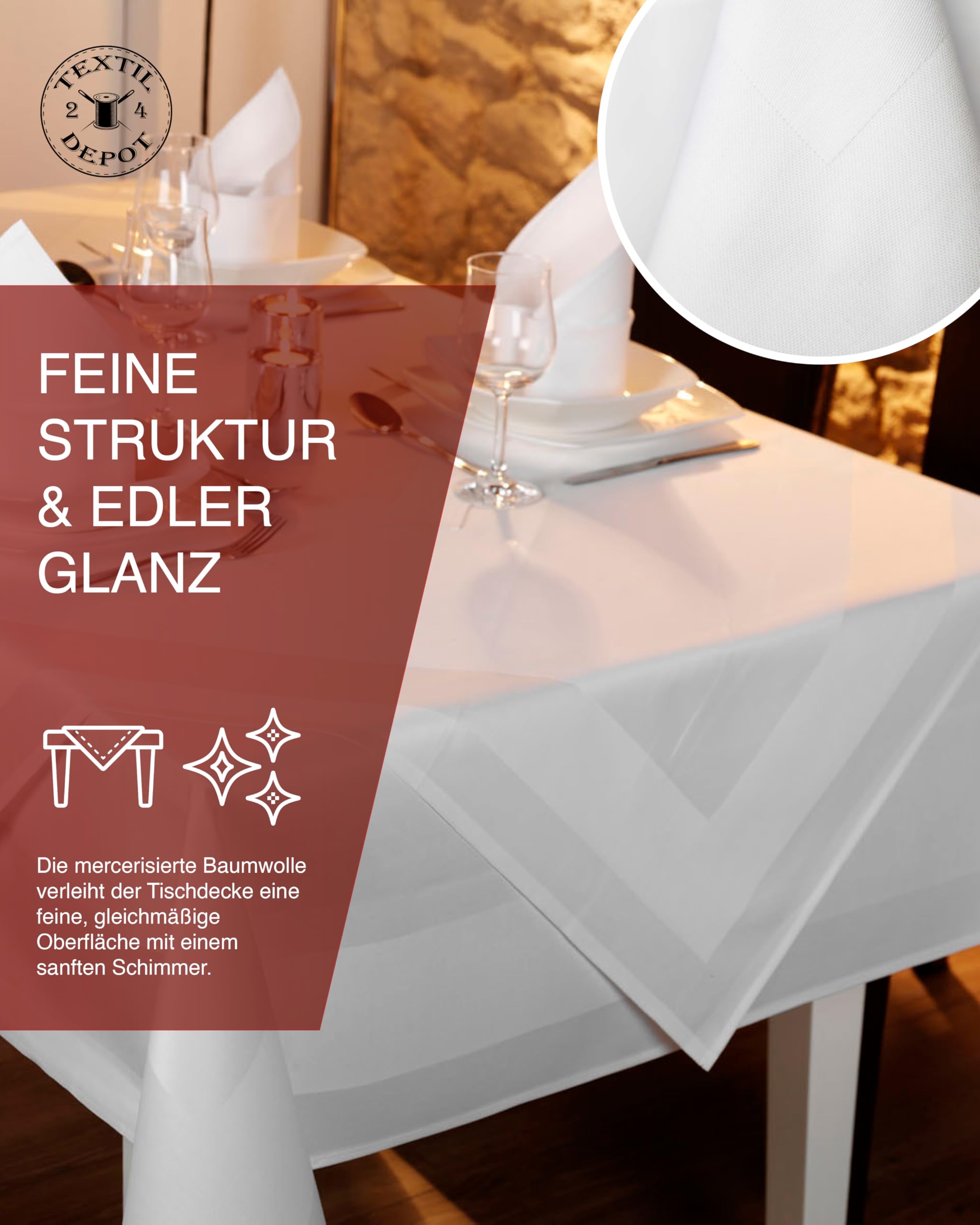 Texpot Tischdecken nappe damassée blanche 90x90 cm
