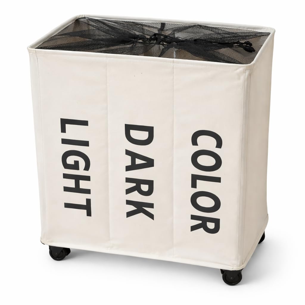 Promo Linge Paniers à Linge 75L Panier Blanc à Roues 34x54x53