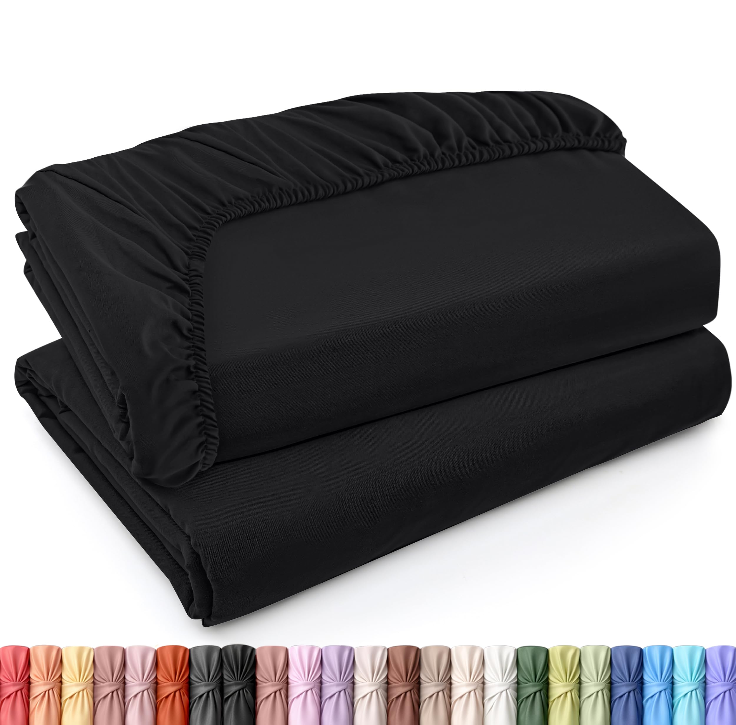 Utopia Bedding Bed Sheets Drap-housse Queen blanc lot 2