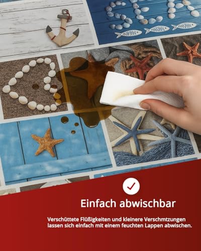 TEXPOT Gartentischdecken toile cirée 140x100 cm motif mer