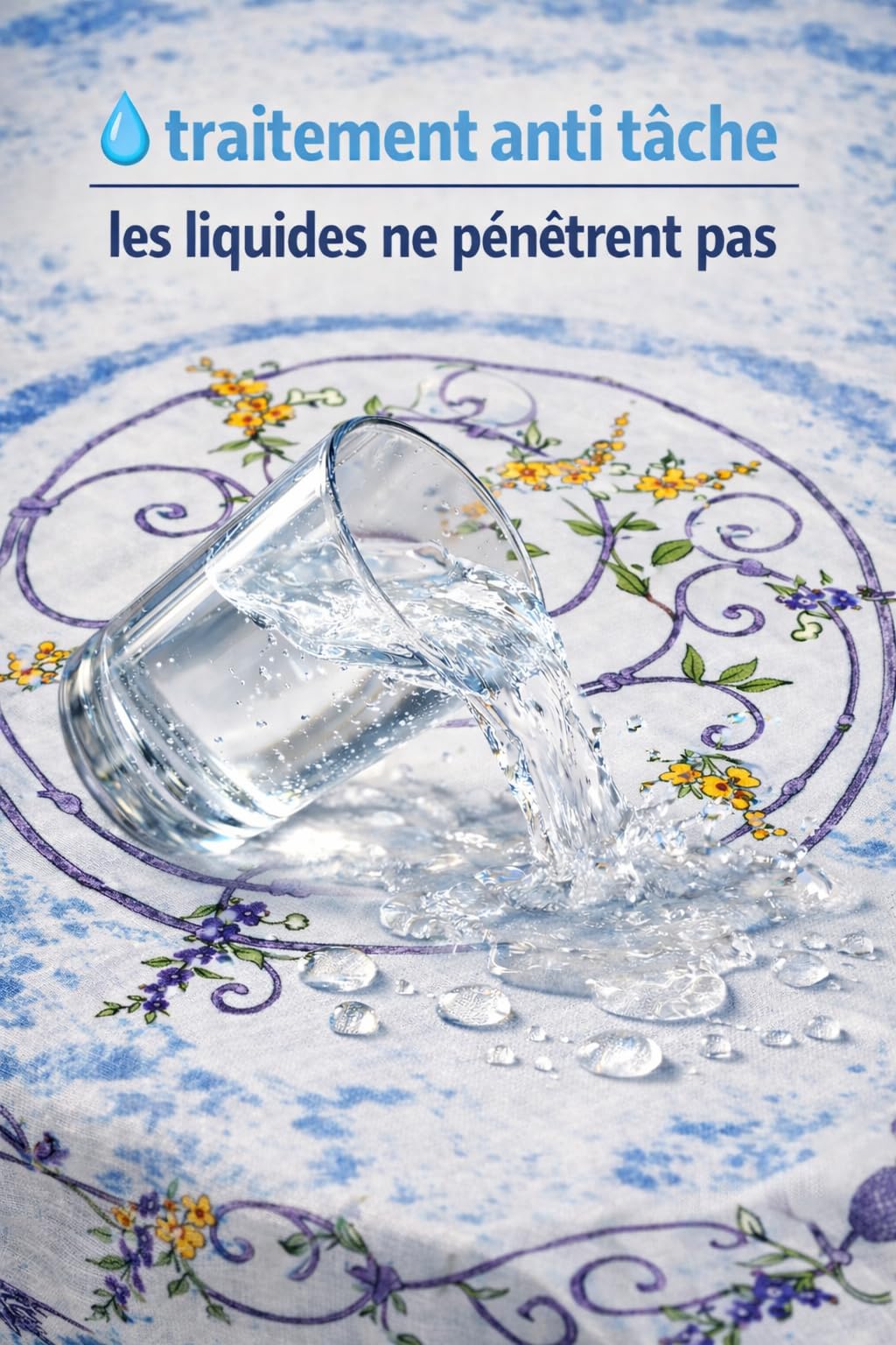 Promo Linge Nappes nappe provençale bleue 180 cm ronde