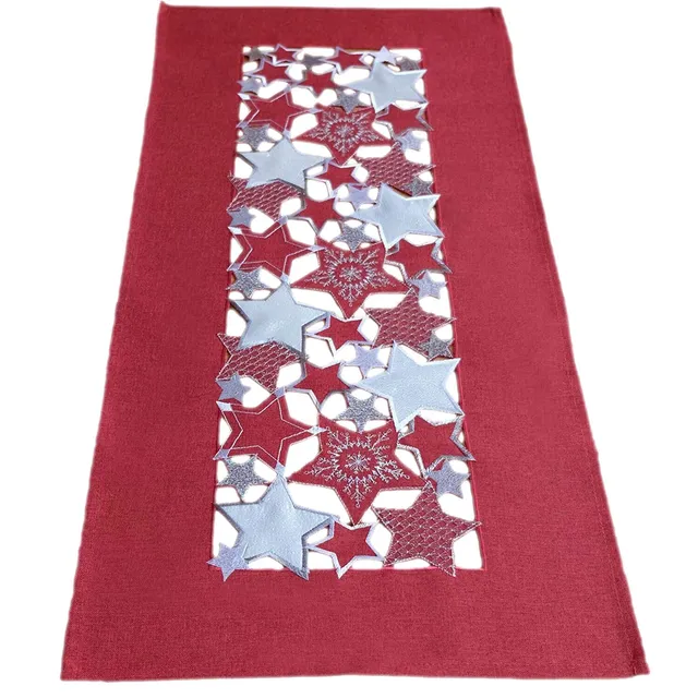 Texpot Tischläufer chemin de table 40x140 rouge étoiles Noël