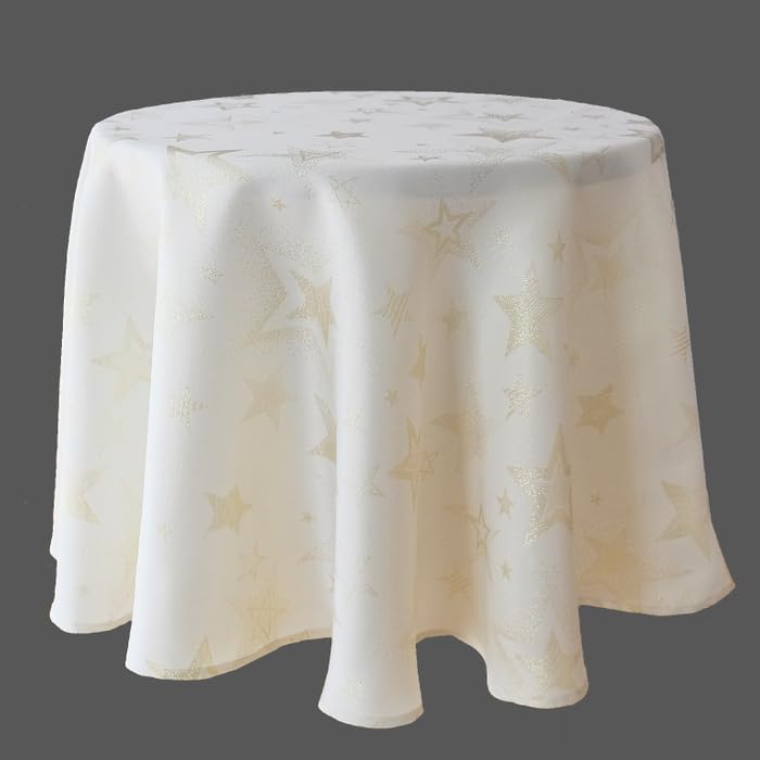 TEXPOT Tischdecken nappe ronde 160x130 rouge étoiles