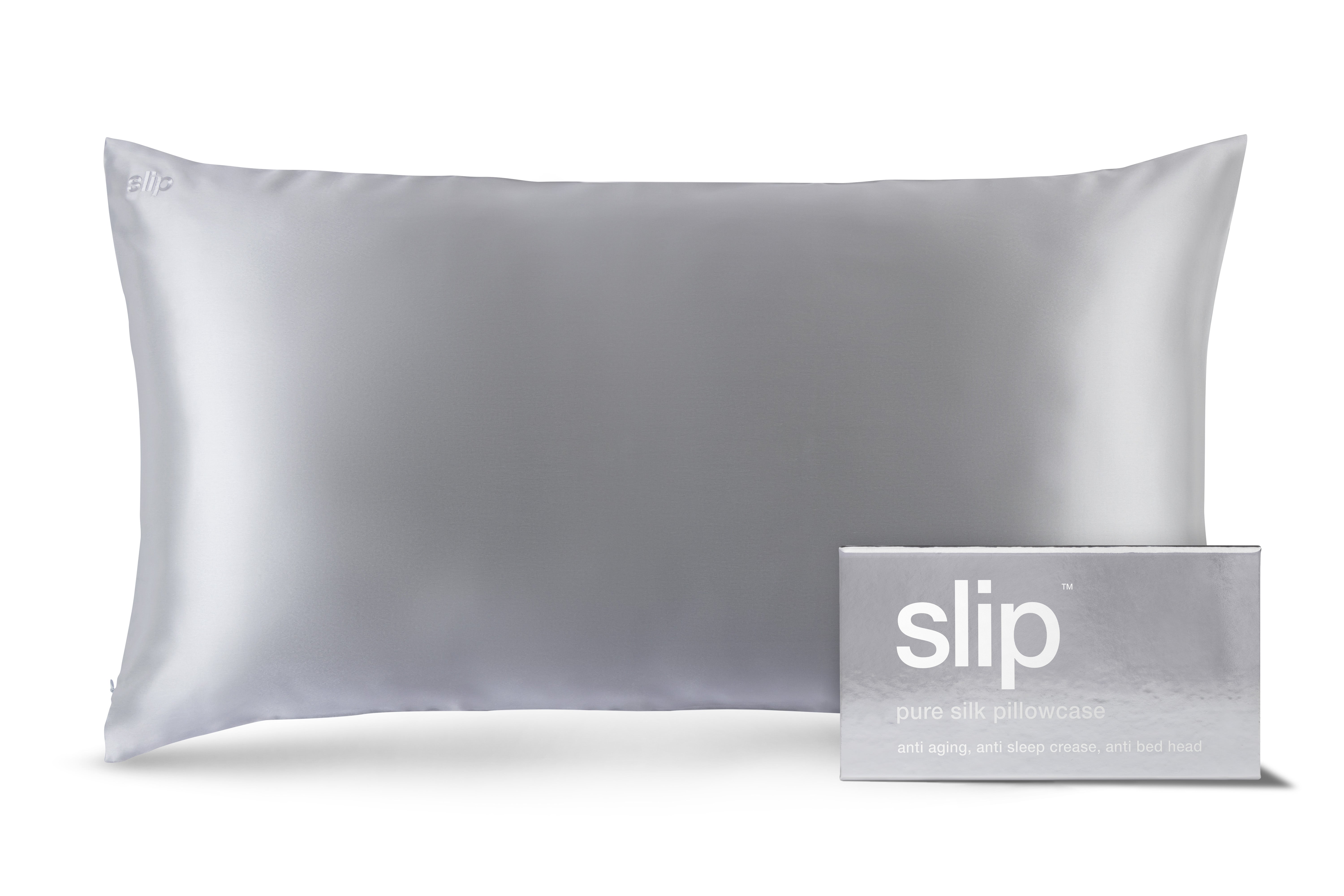Slip King taie d'oreiller soie argent 51x91 cm
