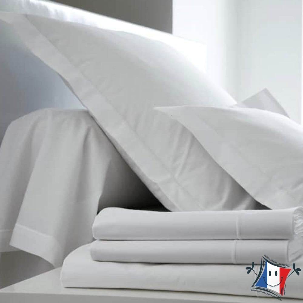 Lingorama Linge de lit Taie traversin percale unie 140 cm blanc