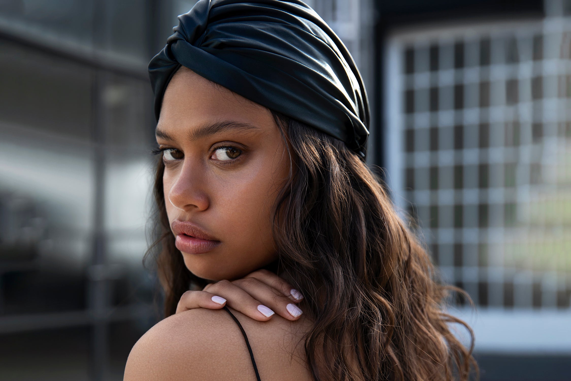Slip Turban bonnet soie Noir doublé slipsilk