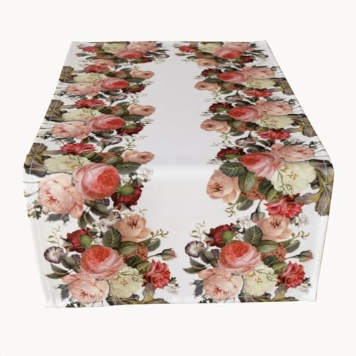 TEXPOT Tischläufer chemin de table 40x90 cm roses blanc