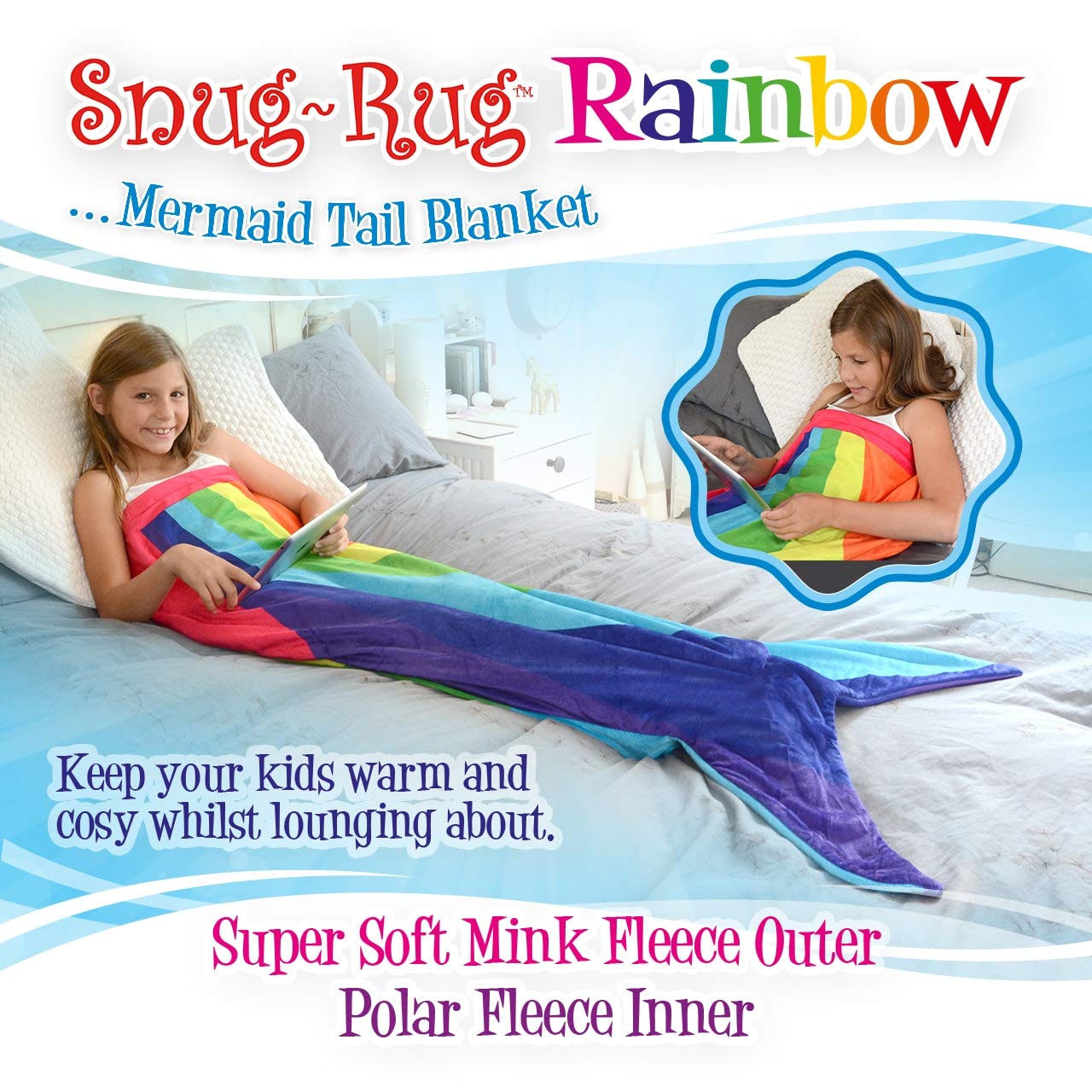 Snug Kids Snug-Rug Plaid Sirène Enfant Arc-en-ciel