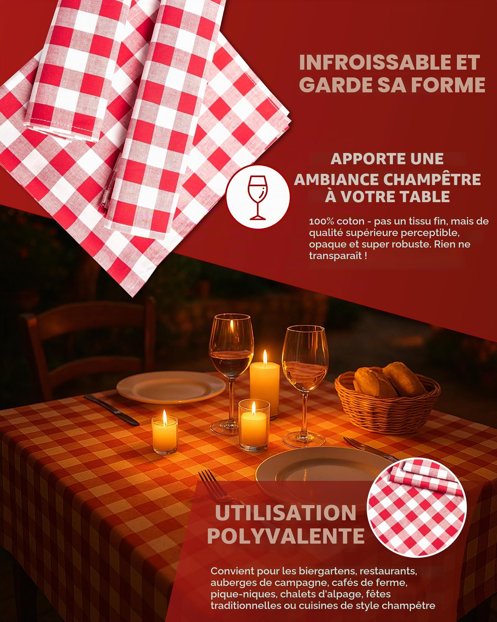 Texpot Servietten lot 6 serviettes table coton 30 x 30 cm