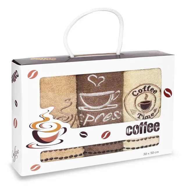 TEXPOT Badezimmer lot 3 serviettes 30x50 cm café coton