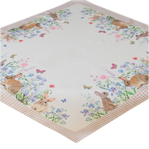 Texpot Tischläufer chemin lapins fleurs 90x40 polyester