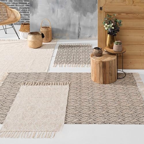 Promo Linge Kalinda tapis 120x170 cm coton jute blanc