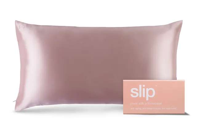 Slip King Zippered Pillowcase taie rose 51x91 soie