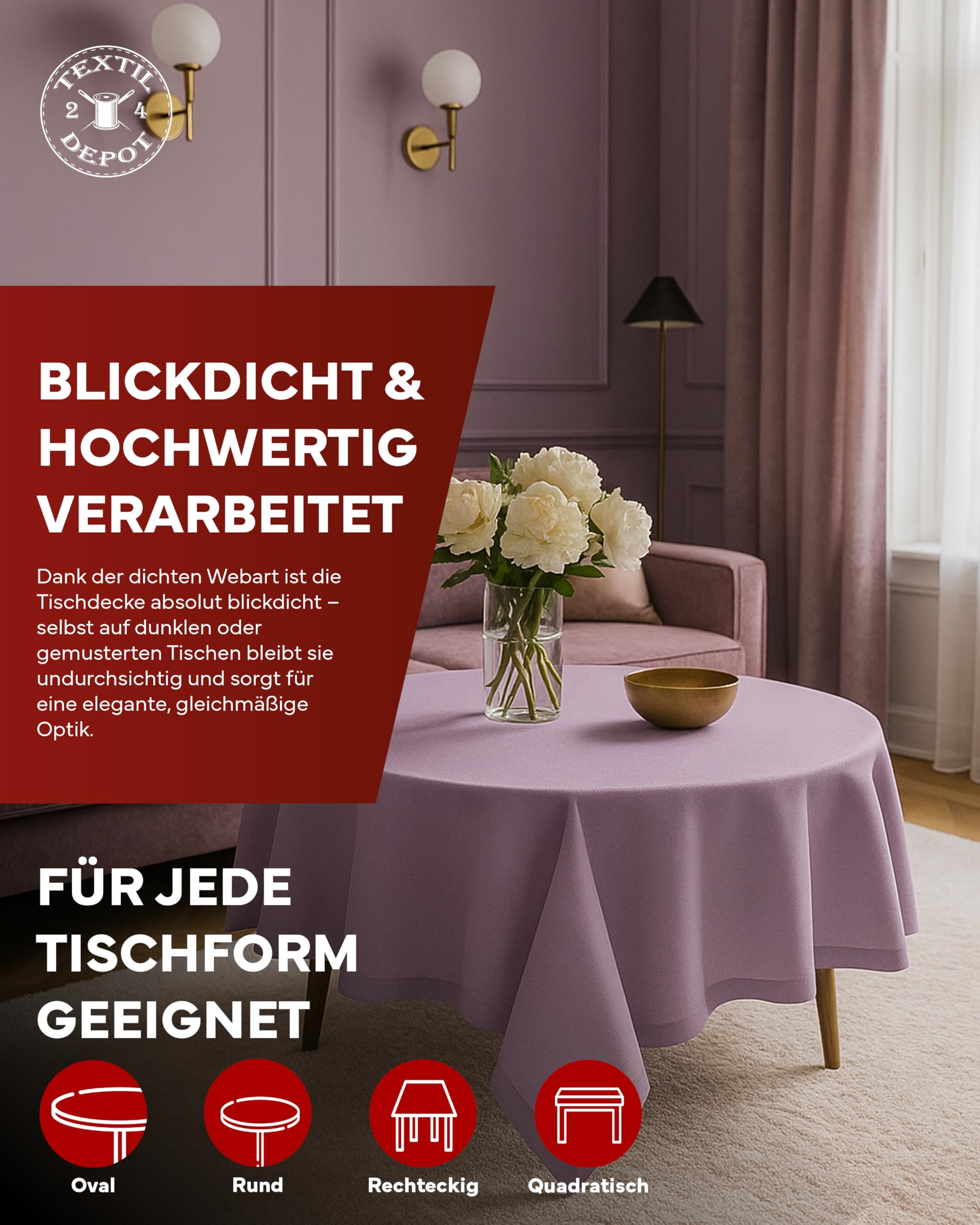 TEXPOT Gartentischdecken nappe jardin 40x140 violet aspect lin