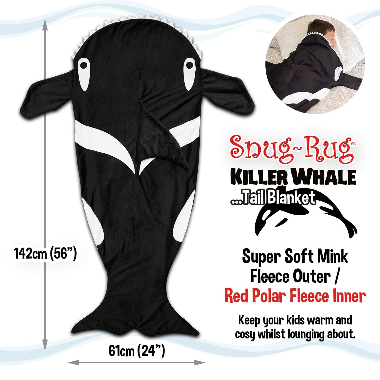 Snug Kids Snug-Rug Tail Plaid enfant Noir 142x61 cm