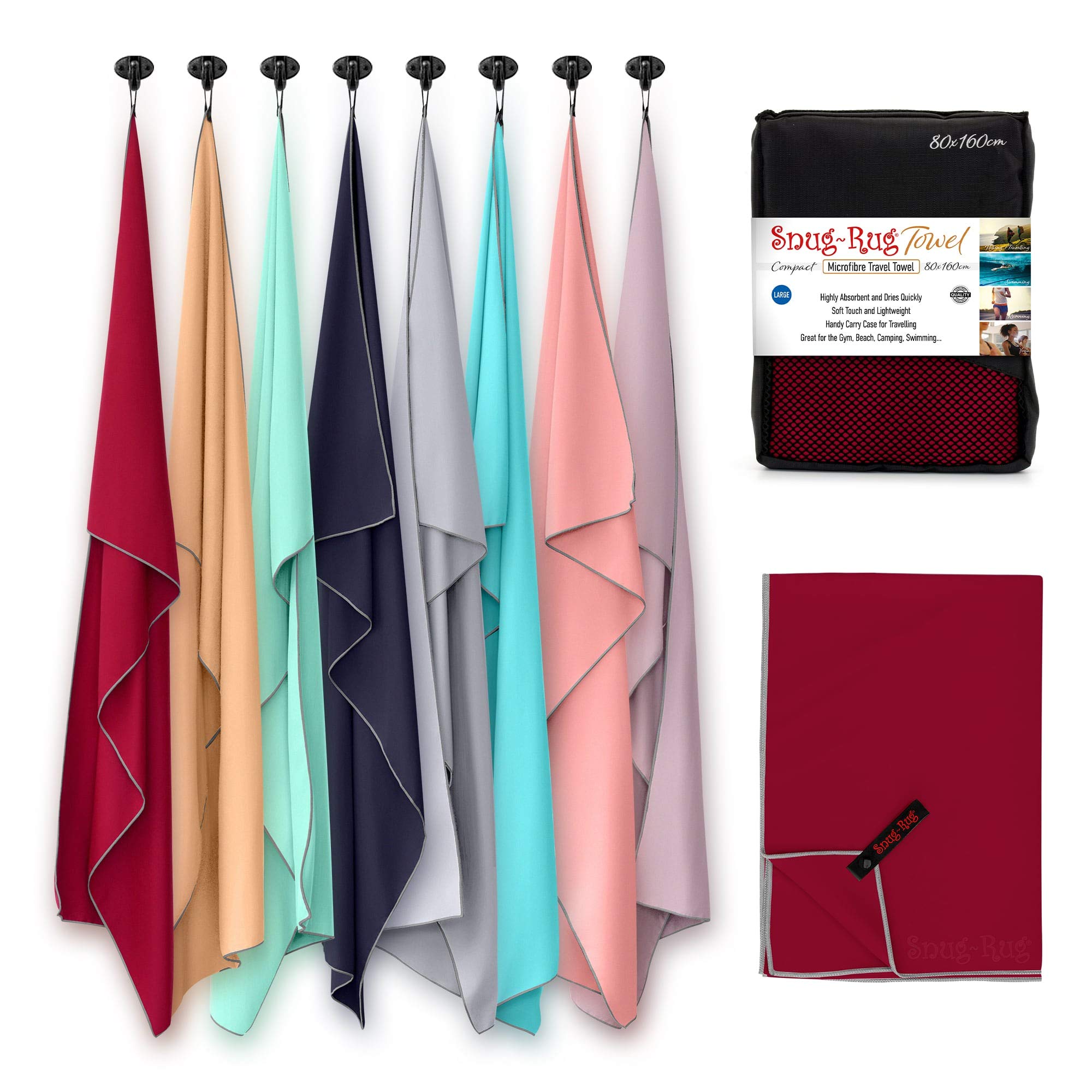 Snug Snug-Rug Microfibre serviette 80x160 cm rouge séchage rapide