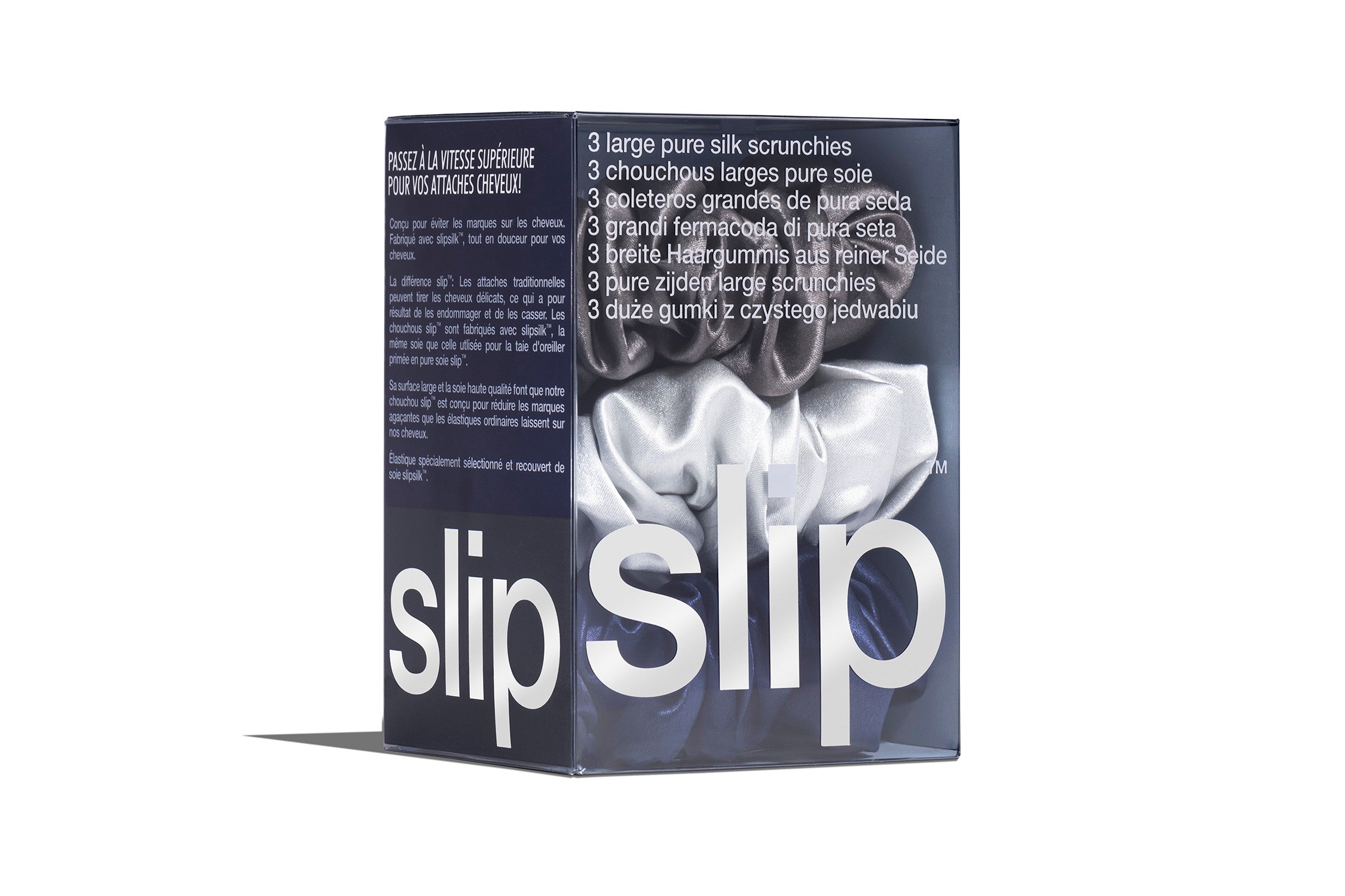 Slip Large Scrunchies Chouchou Soie Minuit Lot 3