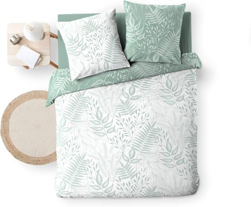 Promo Linge Cassia parure lit coton 220x240 cm sauge