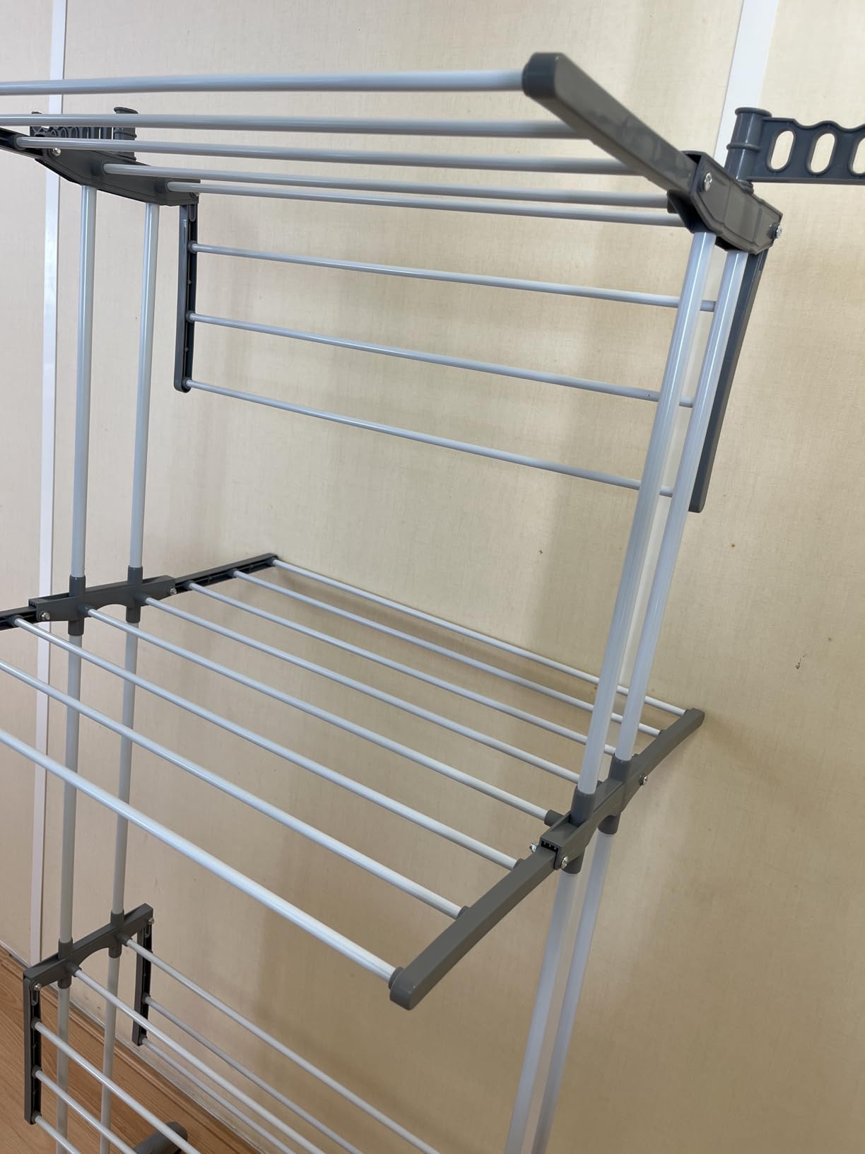 PROMO LINGE Paniers à linge étendoir 3 niveaux gris 170x64x126cm