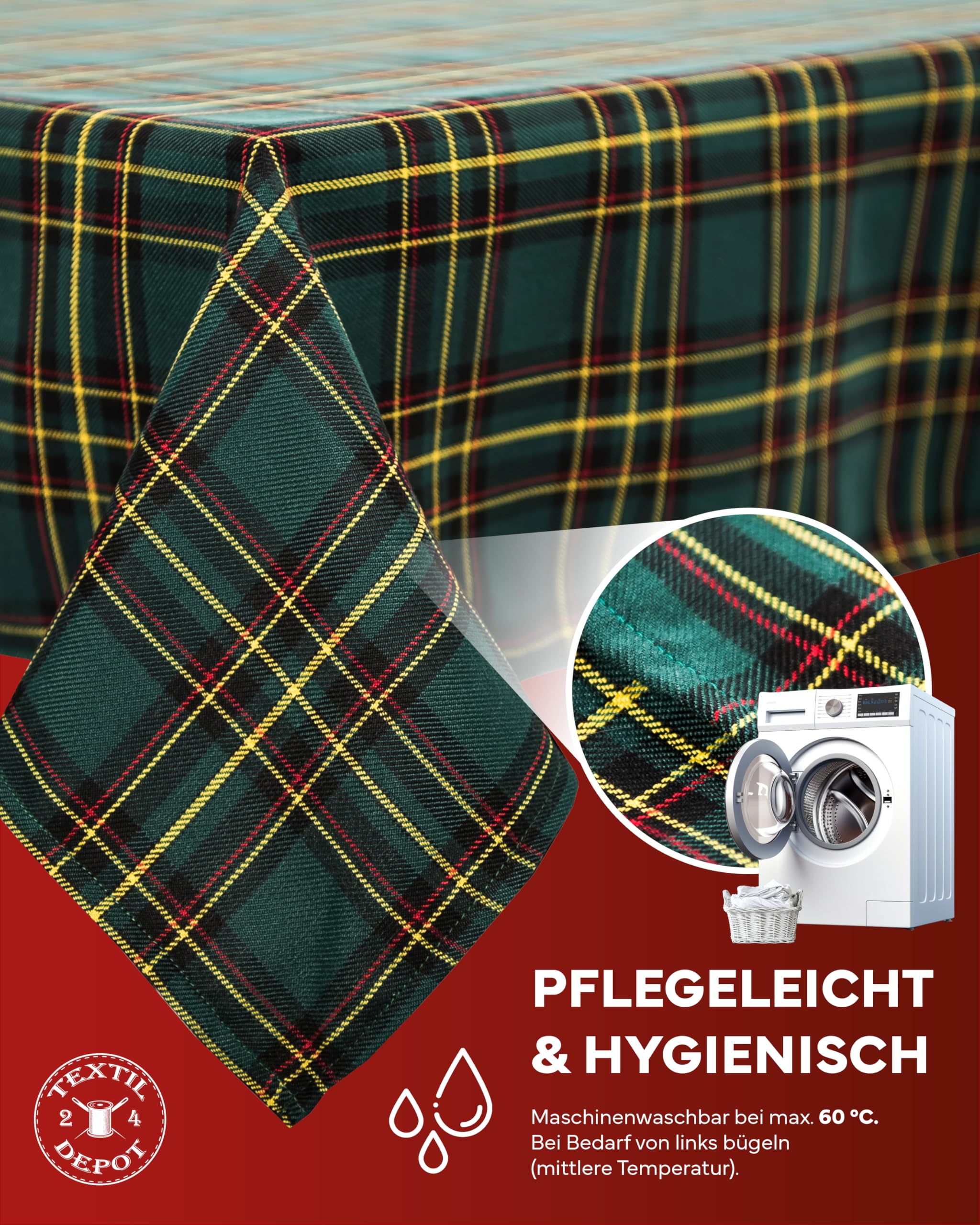 Texpot nappe 80x80 cm carreaux tartan vert polyester