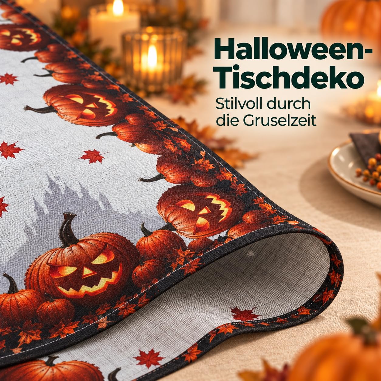 TEXPOT Tischdecken nappe Halloween 90x40 citrouille polyester