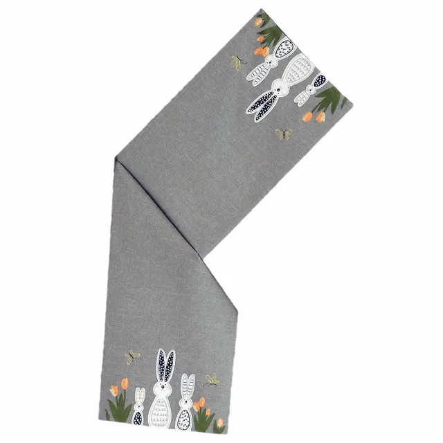 TEXPOT Tischläufer chemin de table 40x140 cm gris lapin de Pâques