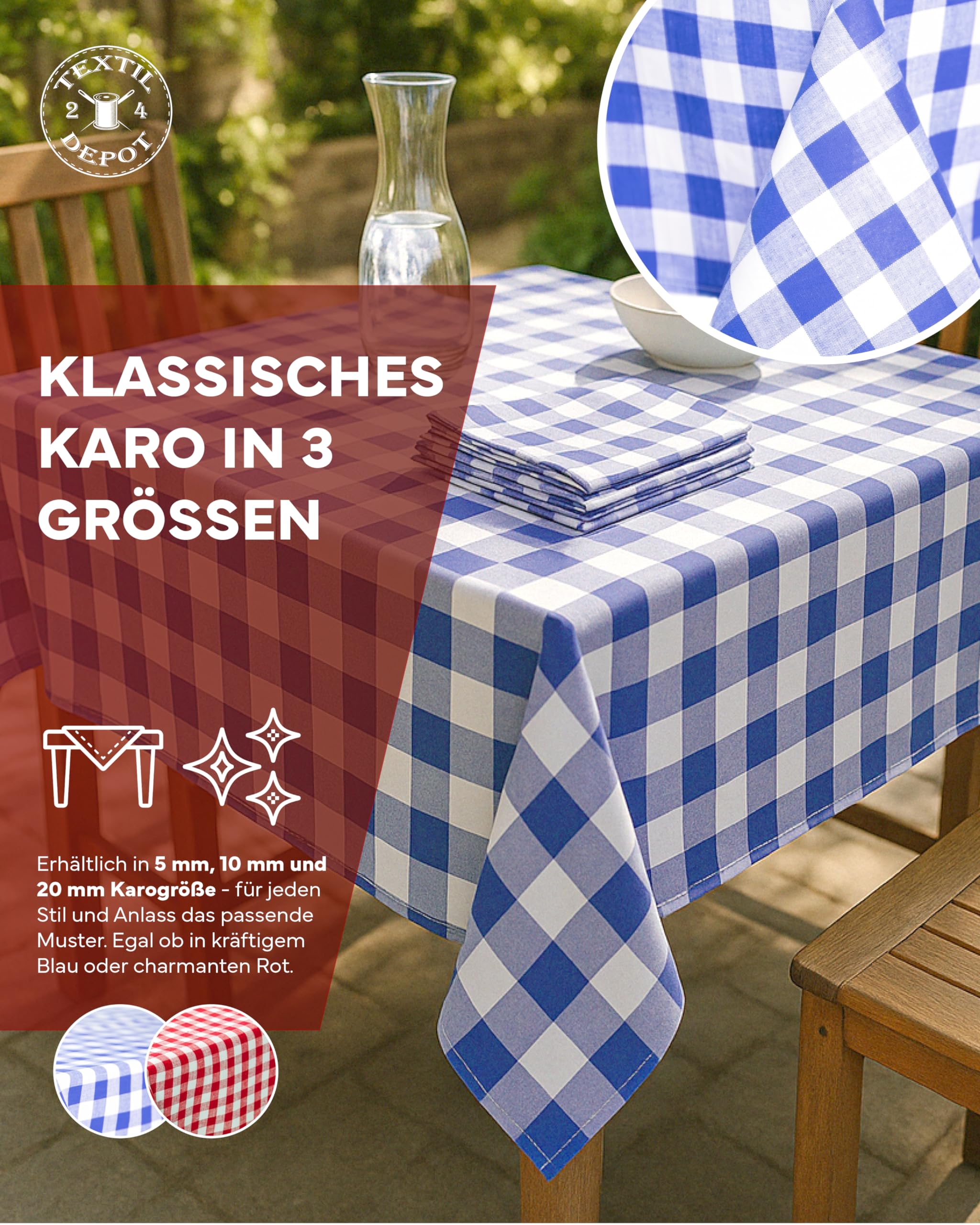 TEXPOT Servietten Serviette 30x30 cm bleu blanc coton