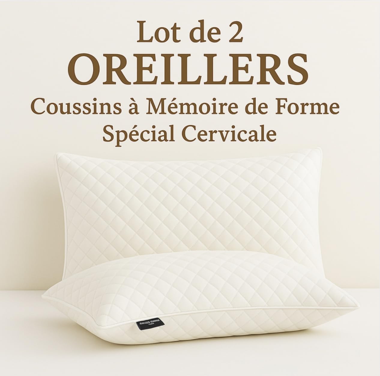 Promo Linge Oreillers mémoire forme 50x70 lot 2 cervicales