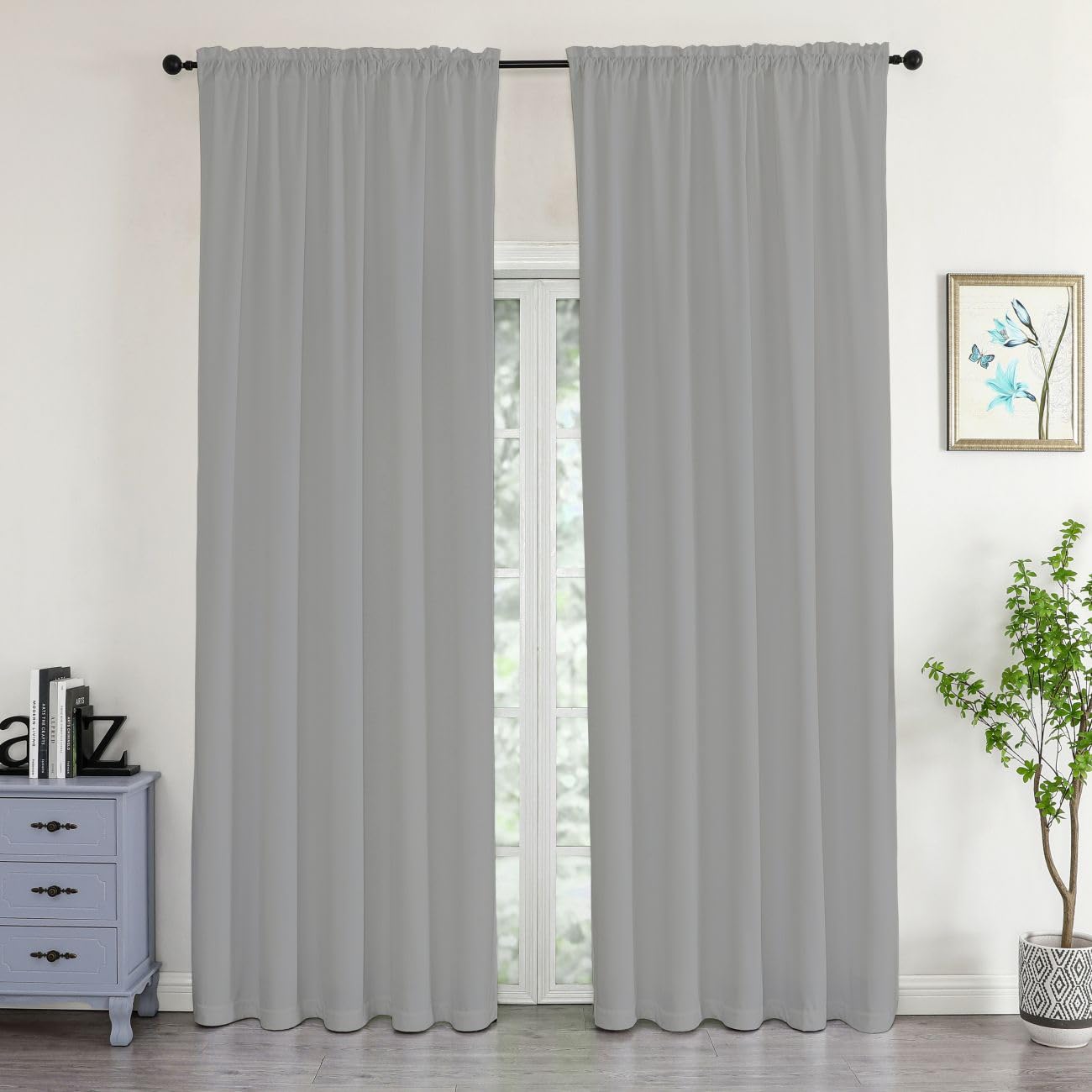 Texpot Vorhänge rideau velours gris clair opaque 140x245 cm