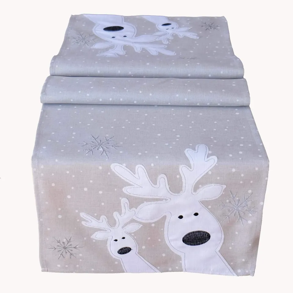 TEXPOT Tischläufer chemin de table gris clair 40x140cm Noël
