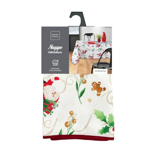 Promo Linge Nappe de Noël 150x240 Père Noël Blanc