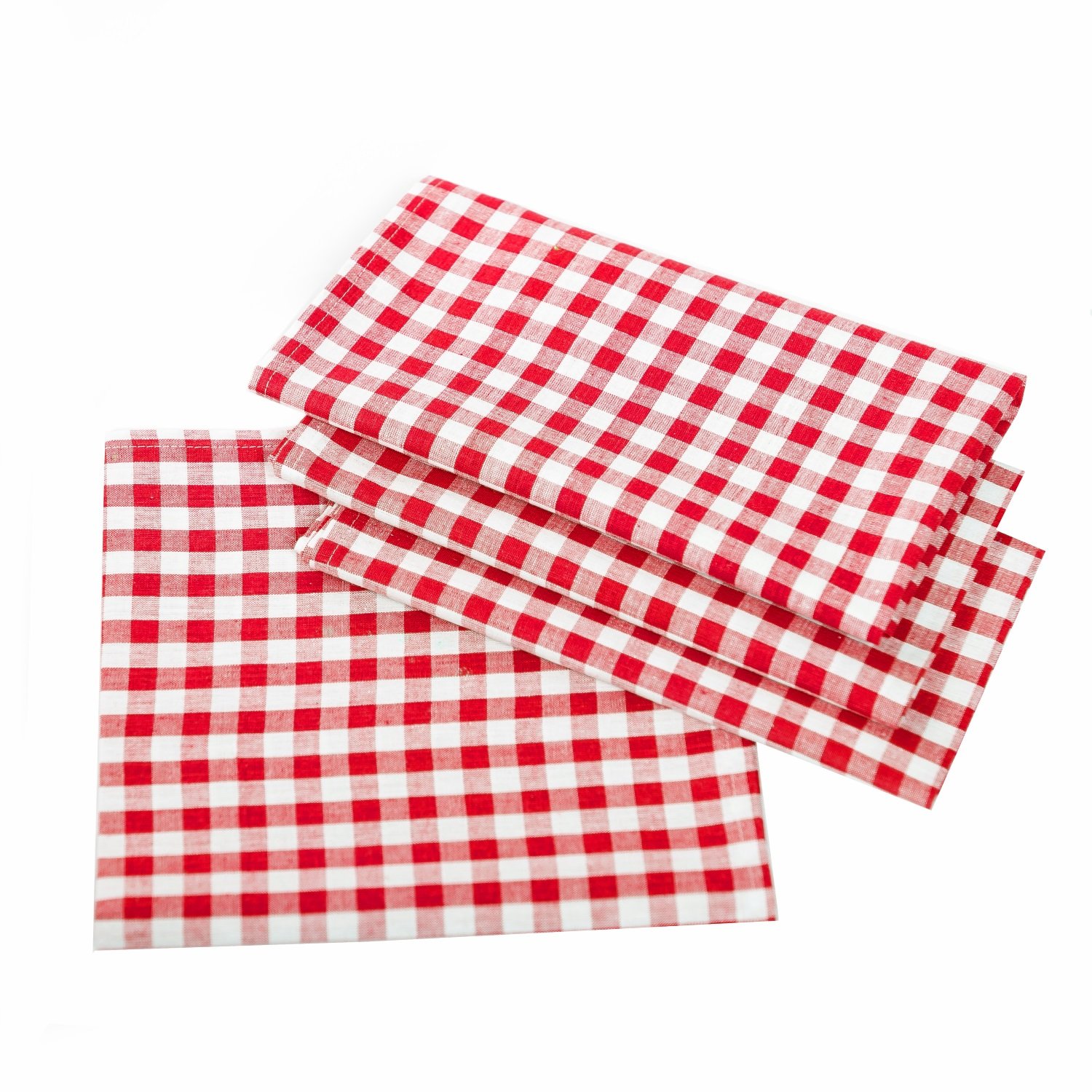 TEXPOT Servietten serviette coton 50x50 lot 12 carreaux rouges