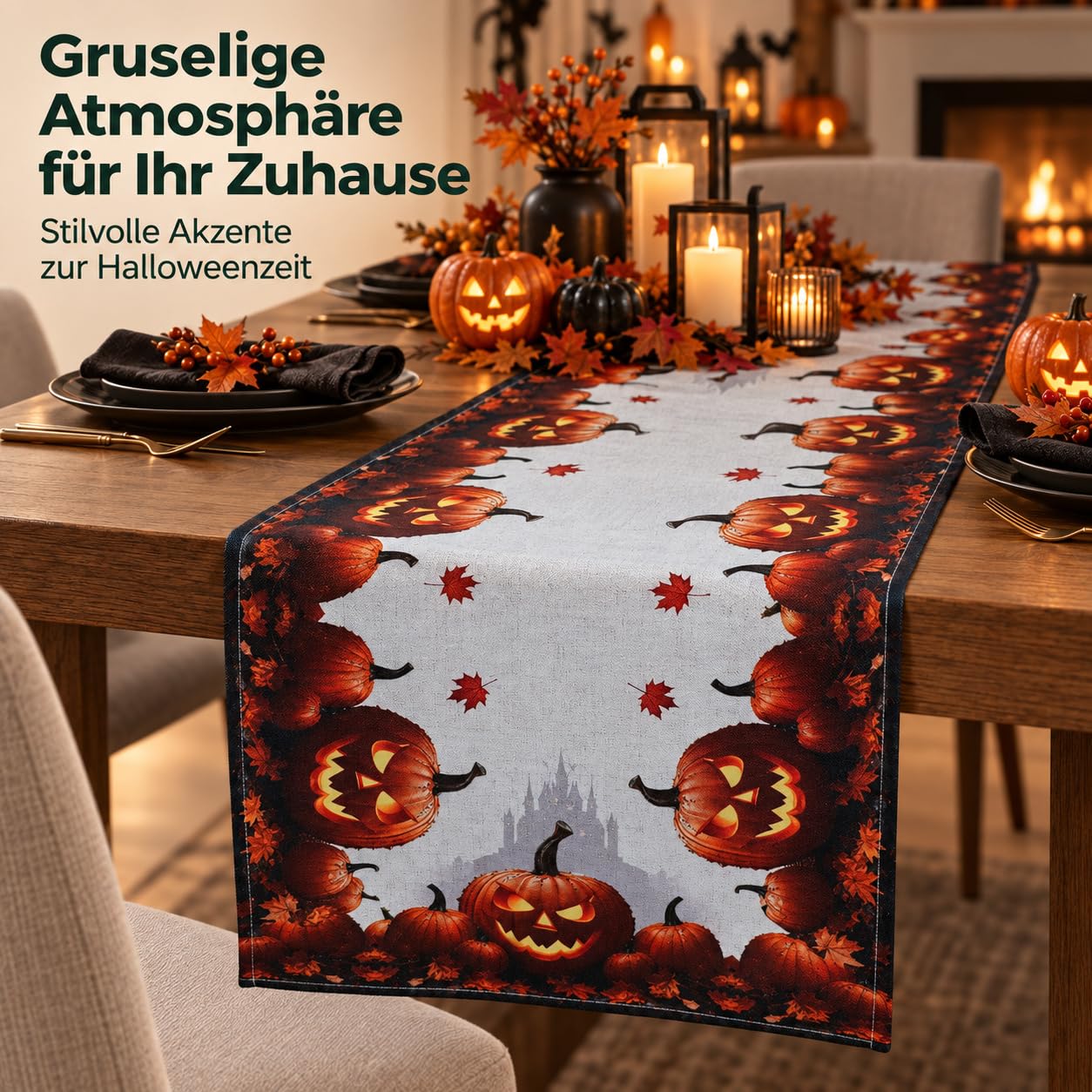 TEXPOT Tischdecken nappe Halloween 90x40 citrouille polyester