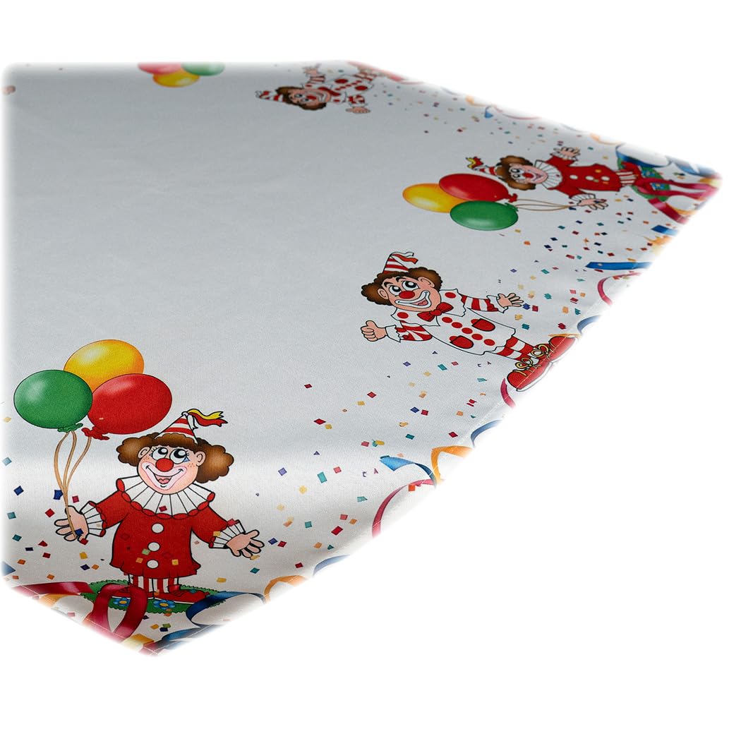 TEXPOT Tischdecken nappe clowns blanc 85x85 polyester